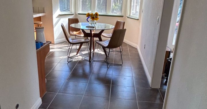 Installed brown tiles for the interior home floor
